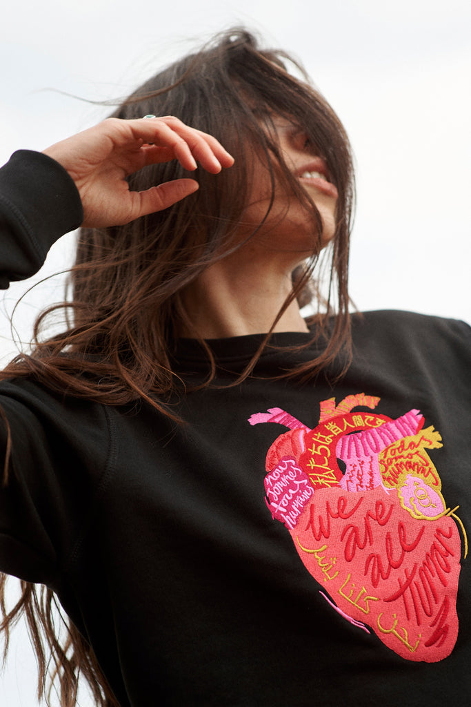 Heart Embroidered Sweatshirt - SAMPLE