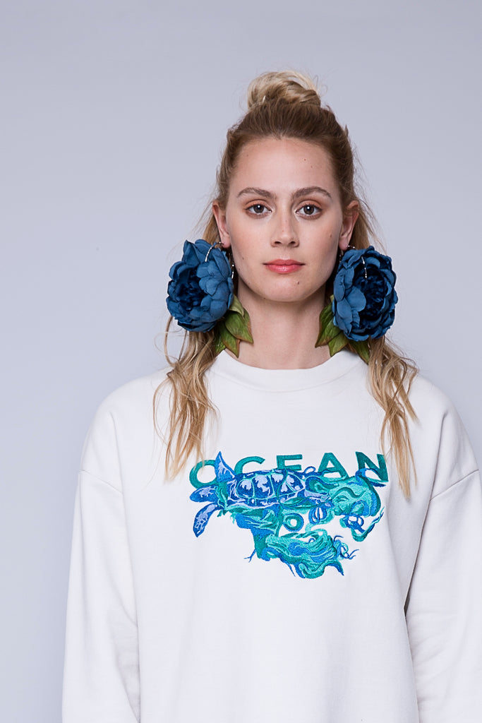 Ocean Embroidered Sweatshirt - SAMPLE