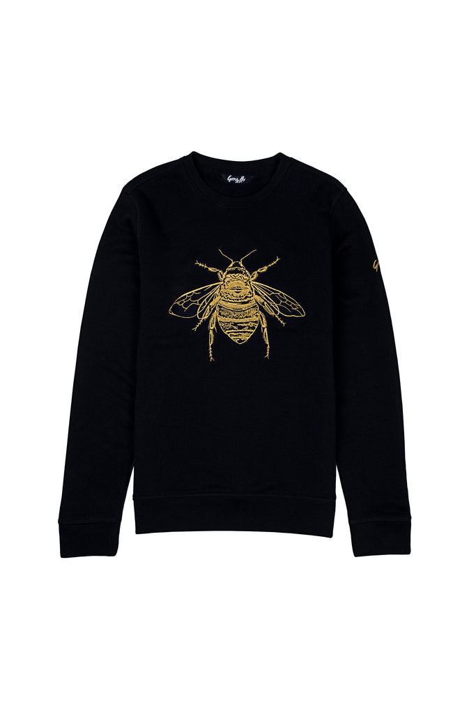 Signature Bee Embroidered Sweatshirt in Black