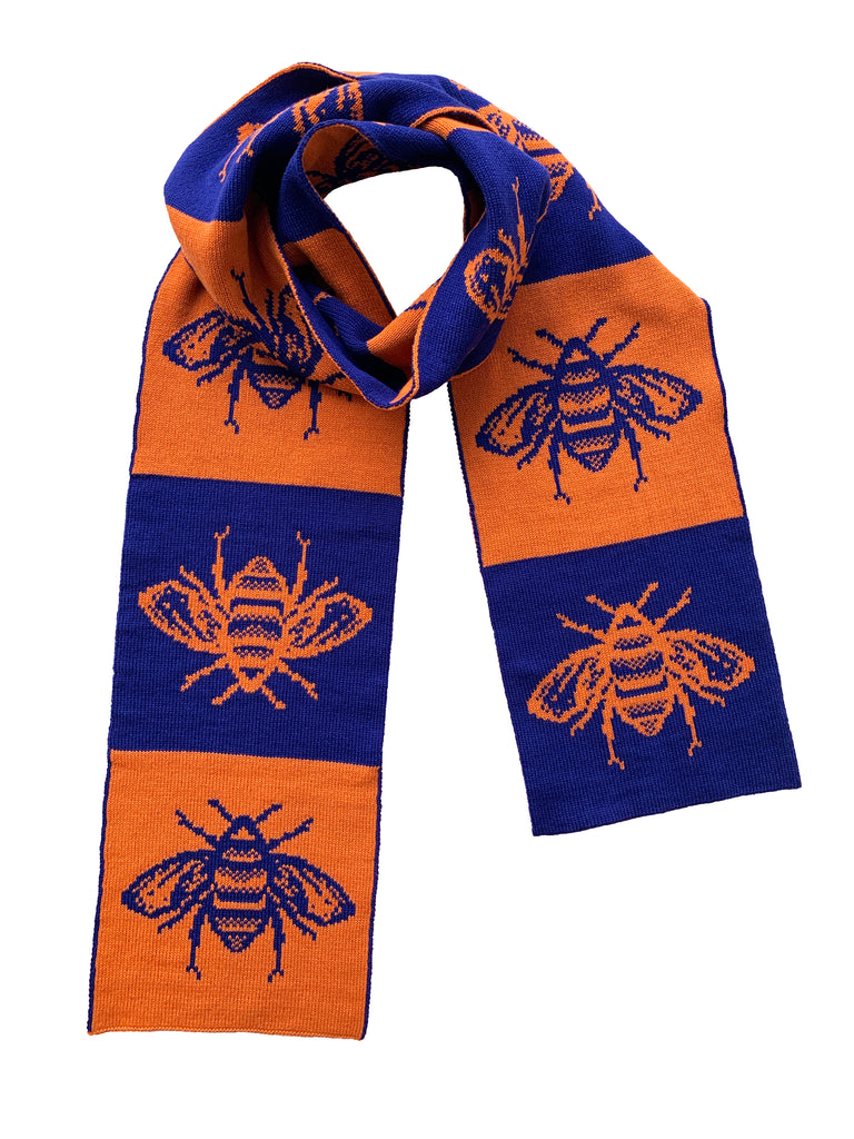 Bee Scarf in Orange and Navy