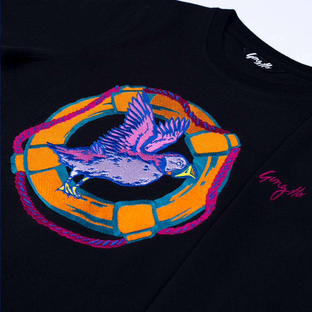 Puffin Lifesaver Embroidered Sweatshirt Dress SAMPLE